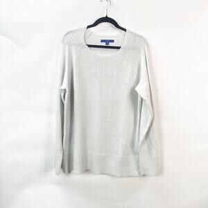 2/$30 Apt. 9 XXL Petite Womens Light Gray Embellished Soft Knit Pullover Sweater